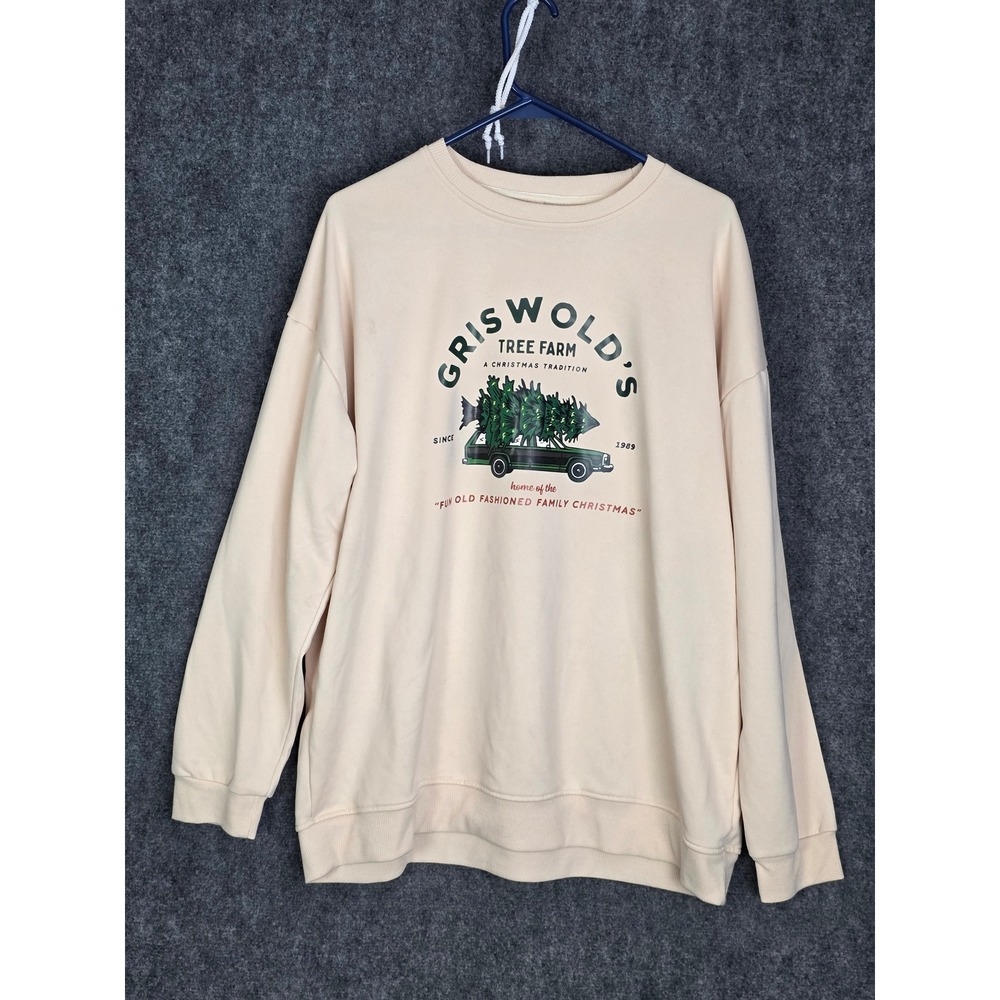 Griswold's Tree Farm Sweatshirt XXL Christmas Vacation Crewneck Beige Holiday